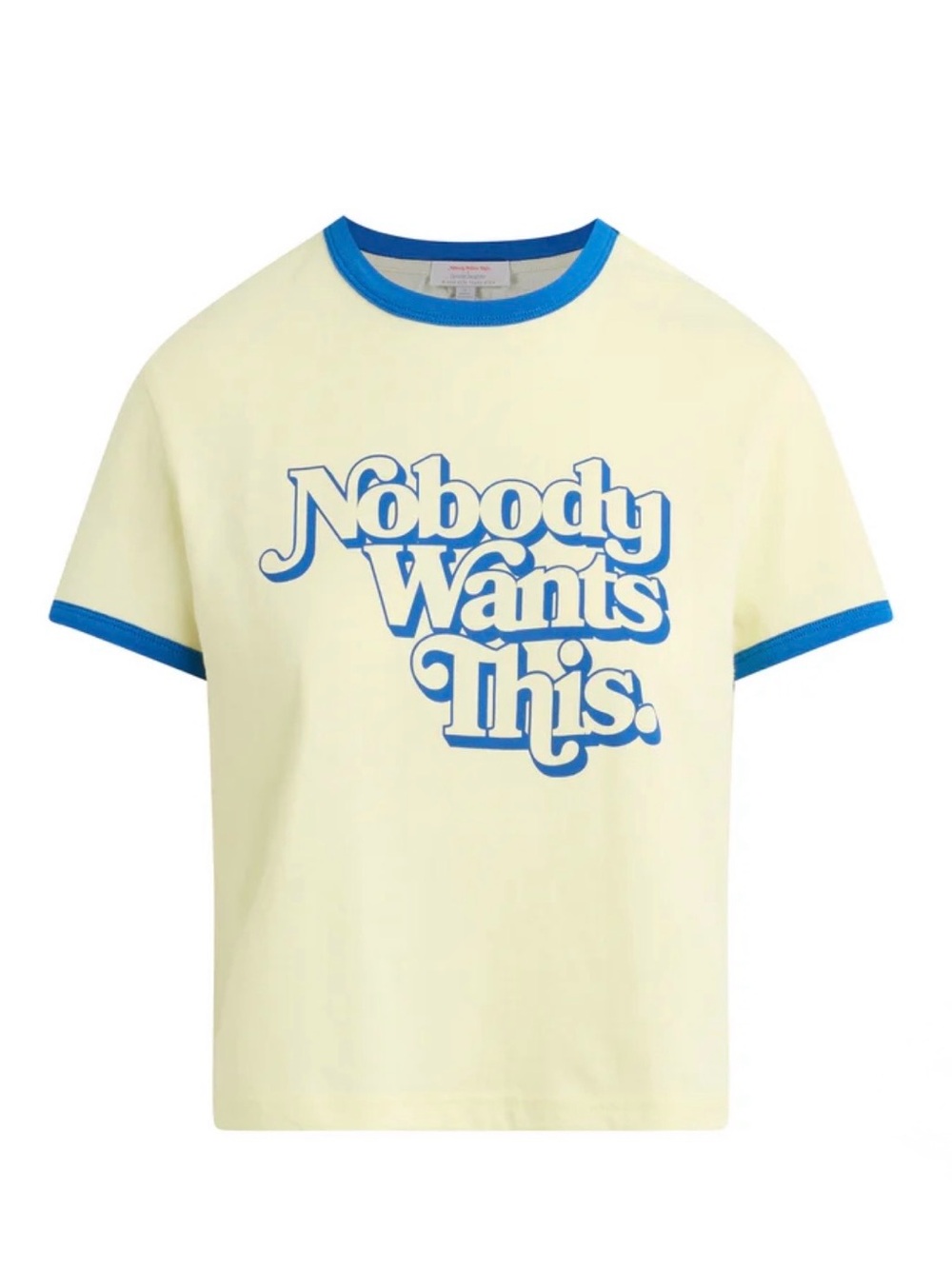 Favorite Daughter x Nobody Wants This Ringer Tee XS NWT Yellow Blue